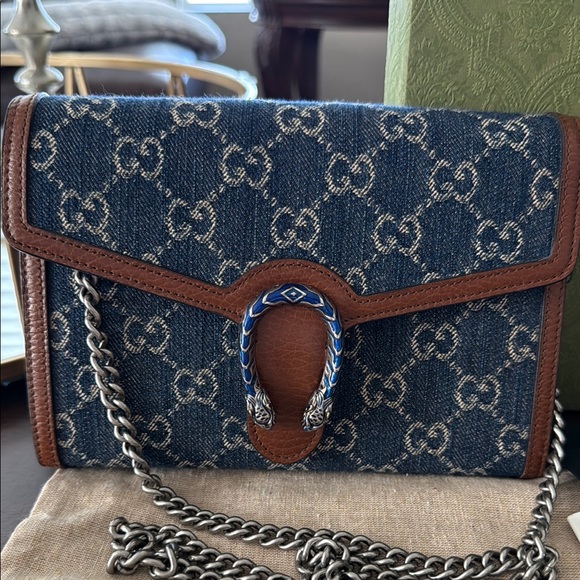 Gucci Blue and Brown Wallet with Signature Design - Picture 2 of 7